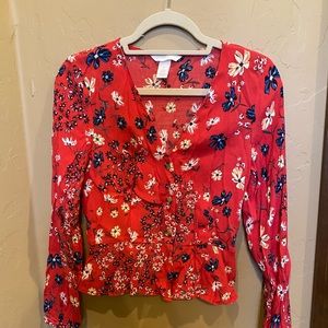H&M blouse with floral print in red
